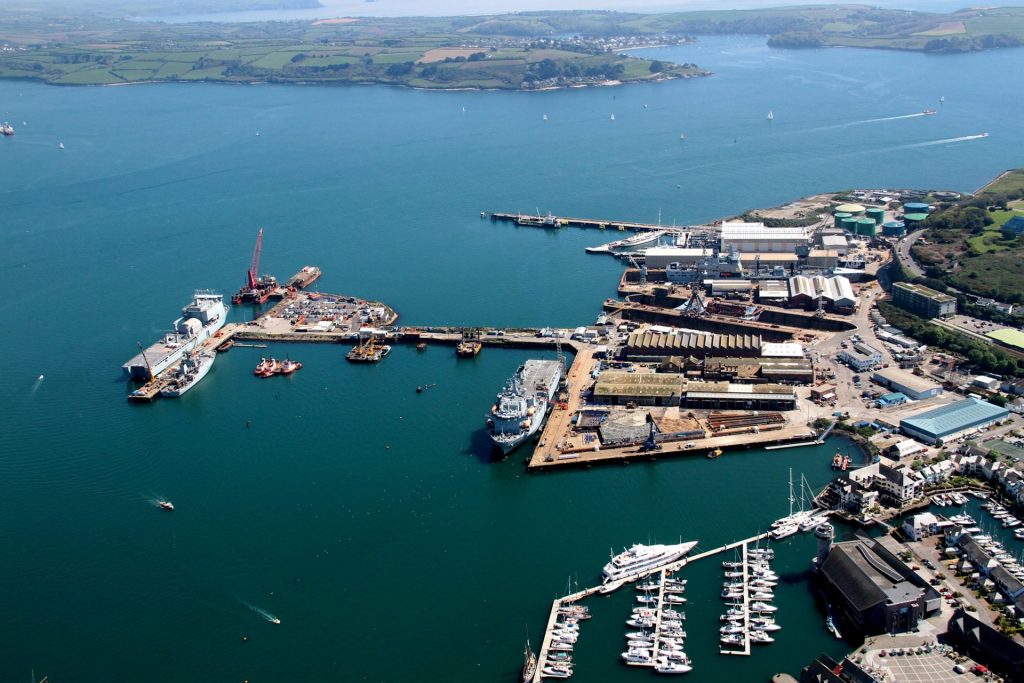 Overhead view of A&P Ship yard in Falmouth