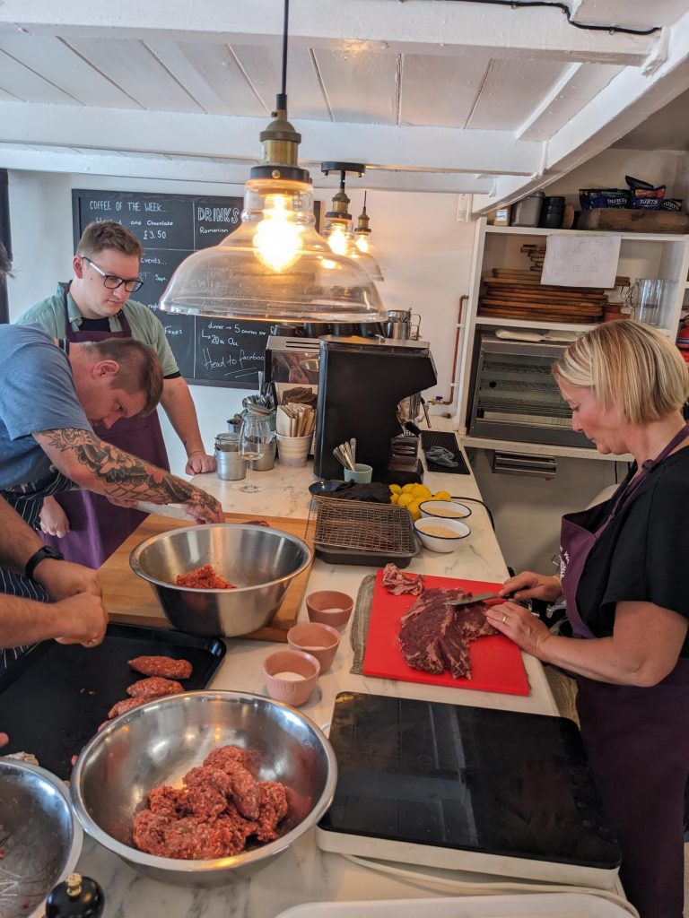 Microcomms team making food 